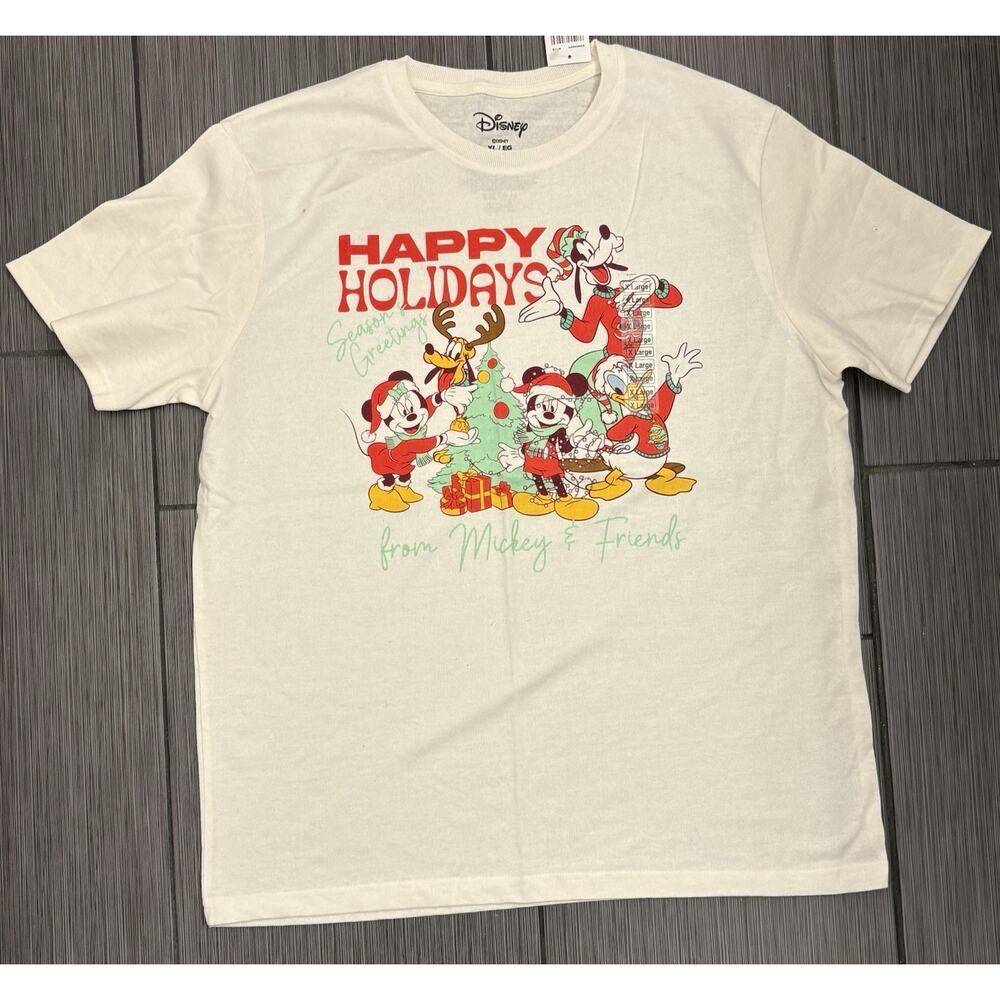Disney Christmas Mickey Mouse Donald Duck Goofy Pluto T-Shirt XL Holiday NWT